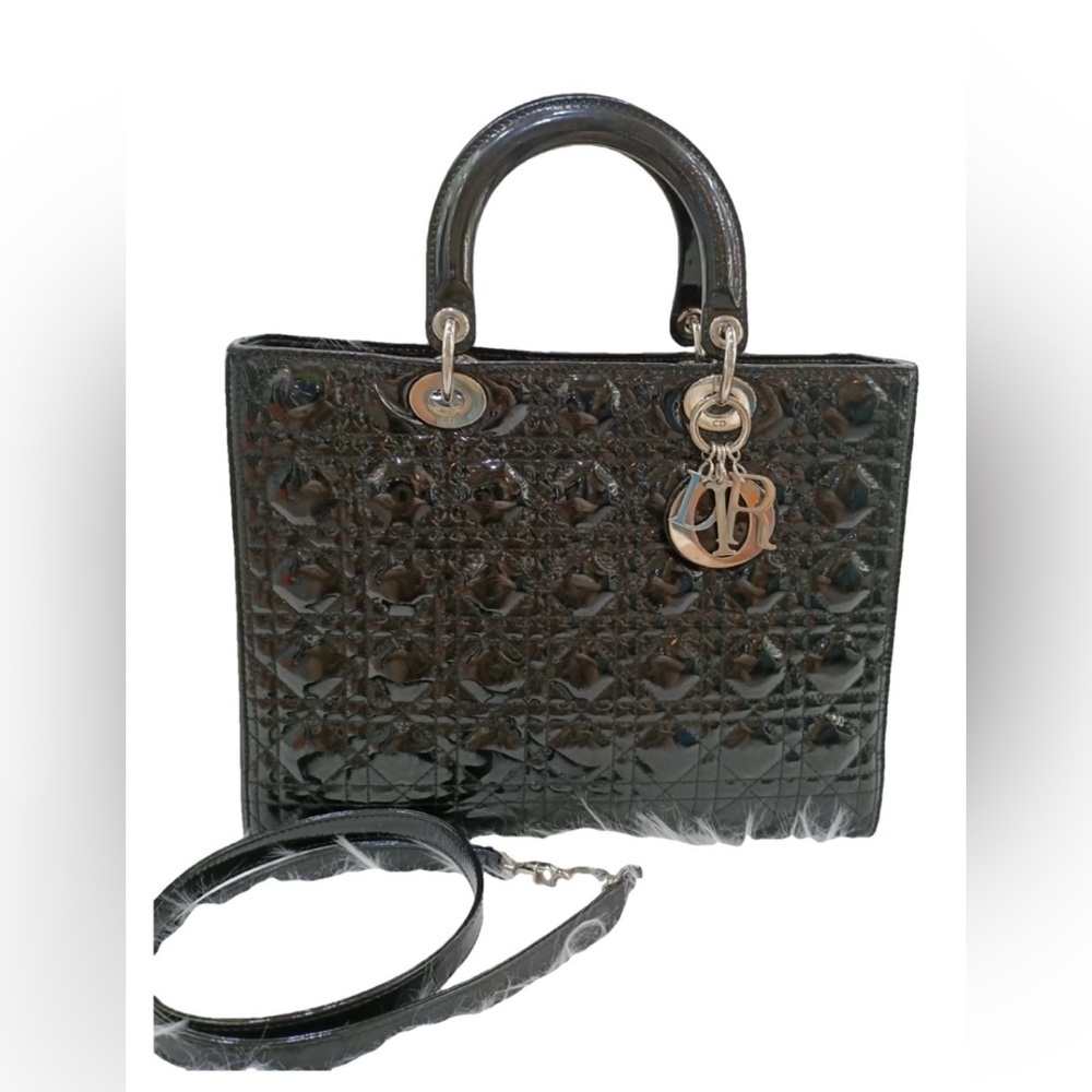 SOLD❌❌❌Lady Dior Patent tote with silver hardware